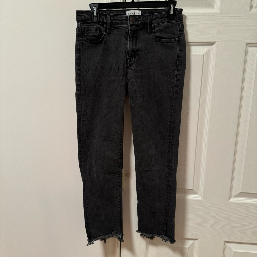 Parker Smith Gray‎ Straight Denim Jeans Frayed Ankles